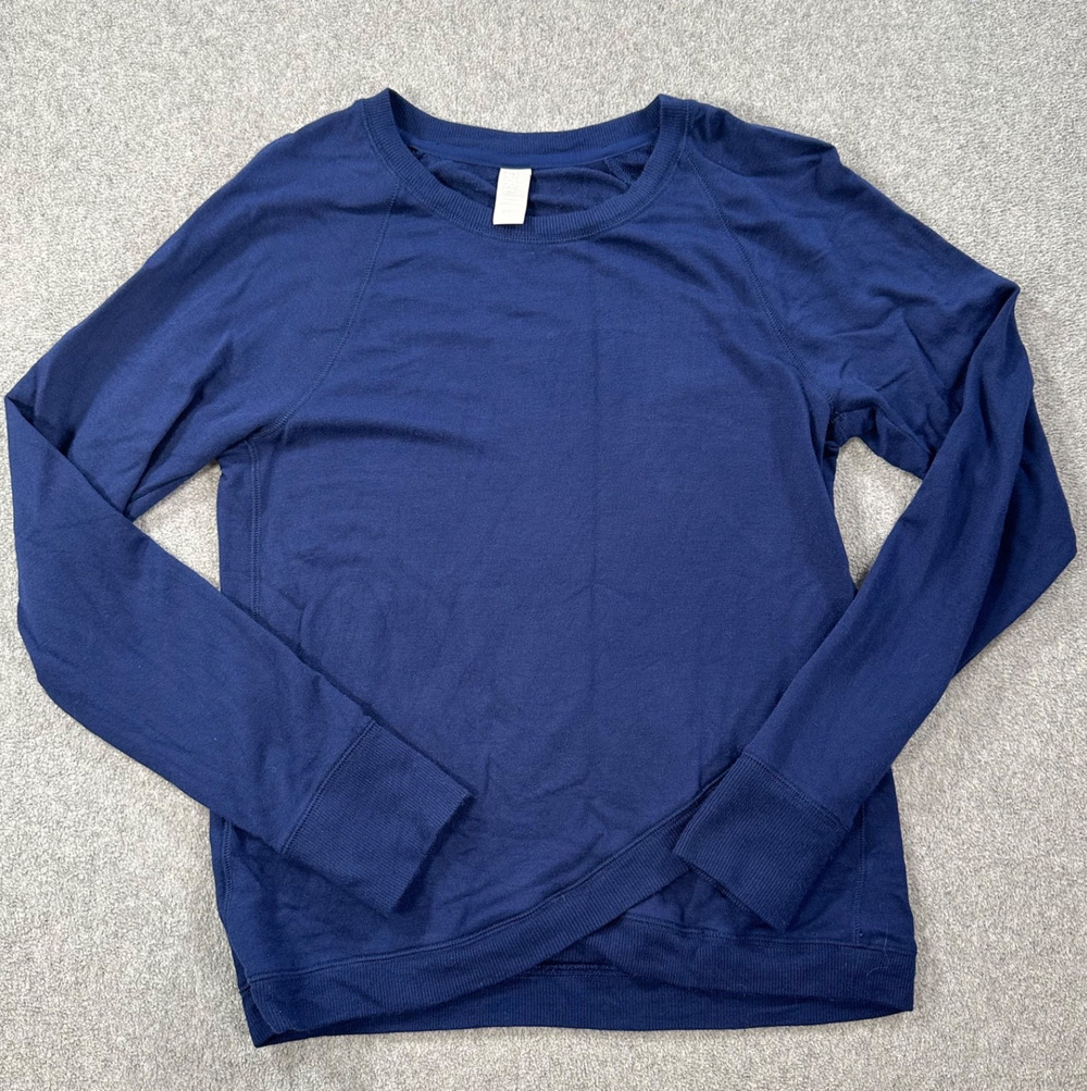 Athleta Girl Navy Blue Crossover Hem Pullover Top Size Girls X-Large Long Sleeve